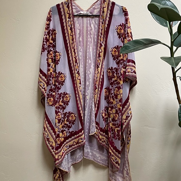 Free People Muse Burn Out Velvet Kimono - Picture 2 of 4